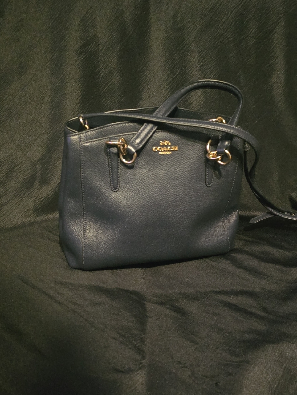 COACH Navy Leather Satchel Handbag
